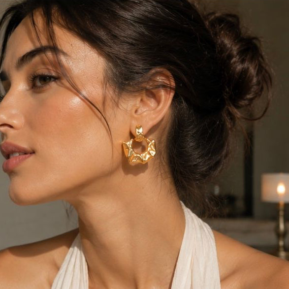 Boucles d’oreilles vintage en acier inoxydable pour femmes