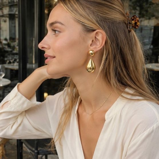 Boucles d’oreilles en acier inoxydable en or 18 carats