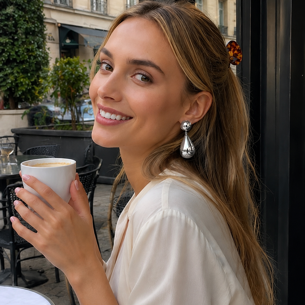 Boucles d’oreilles en acier inoxydable en or 18 carats