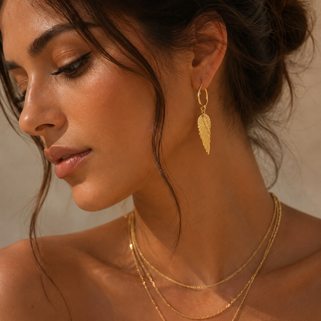 Boucles d'oreilles en plumes en acier inoxydable