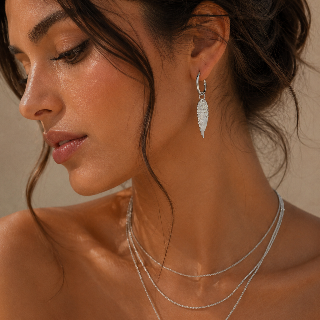 Boucles d'oreilles en plumes en acier inoxydable