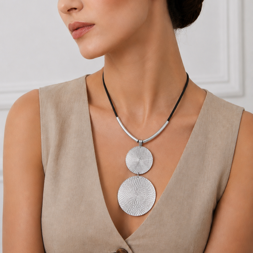 Collier pendentif  double rond