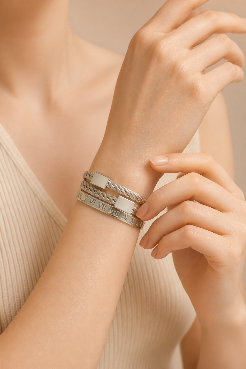 Bracelet en acier inoxydable tissé